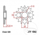 Front sprocket JTF1902.15 (520 pitch) - KTM EXC 620 LC4 / LC4-E 400 / LSE / LC4-E 640 / SC 350 LC4 / 400 LC4 / 620 LC4 - JM