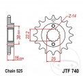 Front sprocket JTF740.14 (pitch 525) - Ducati Desert X 950 / Hypermotard 796 / Monster 796 / 916 S4 Monster / Multistrada 950 S 