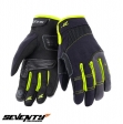 Guantes de verano para mujer modelo Seventy SD-C50 negro/amarillo - dedos táctiles - Negro/amarillo, L (9 cm)