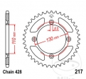 Hátsó hajtókerék JTR217.56 (428 lépés) - Honda CR 80 R / 80 RB 19 hüvelyk / 85 R / 85 RB 19 hüvelyk - JM