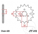 Koło zębate przednie JTF418.15 (krok 428) - Kawasaki KE 125 A / KE 175 D / KE 175 F / KH 125 A / KX 125 / KX 125 A - JM