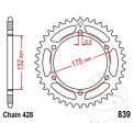 Koło zębate tylnego napędu JTR839.52 (pas 428) - Yamaha DT 125 R - RE - RE MX Everts - RH - RN 80 Km/h - X / WR 125 R - X - J