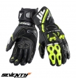 Luvas de motocicleta masculinas para corridas da temporada Seventy modelo SD-R12 preto/amarelo