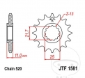 Piñón delantero JTF1581.13 - Yamaha FZ6 600 N /600 NA ABS / 600 NS / 600 S Fazer / SA Fazer ABS / S2 600 NAHG ABS - JM