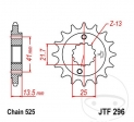 Piñón delantero JTF296.15 (paso 525) - Honda NT 400 Bros / NT 650 GT / NV 400 C / VT 600 C / XL 600 V / XL 700 V / XRV 650 - J