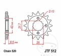 Piñón delantero JTF512.16 (paso 520) - Kawasaki ER 500 C Twister / KLE 500 B / ZR 550 B Zephyr / ZX-7RR 750 N Ninja - JM