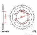 Piñón trasero JTR475.44 (paso 520) - Kawasaki KL 250 A ('80-'83) / KLR 250 D ('84-'92) - JM