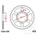 Pignon arrière JTR478.46 (pas 520) - Kawasaki ER-6N 650 D ABS / ER-6N 650 E / ER-6N 650 F ABS / GPZ 400 A / GPZ 500 S - JM