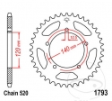 Pignon arrière JTR486.47 (pas 520) - Kawasaki EL 250 B Eliminator / EL 250 D / EL 250 E r / EL 252 F / ER 500 A Twister - JM