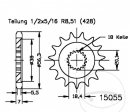 Pignone anteriore Esjot - 13 denti (passo 428) - Benelli Leoncino 125 CBS / Codice generico 125 / Worx 125 / Keeway RKF;RKR;RKV 