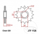 Pignone anteriore JTF1126.16 (passo 520) - Aprilia Pegaso 650 N ('92) / P ('93) / R ('94) / S ('95) - JM