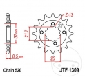 Pignone anteriore JTF1309.15 (passo 520) - Mash Dirt Track 650 ie / Family Side Car 400 ie / Polaris Outlaw 500 2WD / Predator -