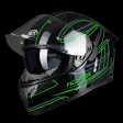 PILOT - Casco integrale FLIPPER Fighter [visiera solare] nero lucido / verde [XS]