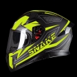 PILOTO - Casco integral SNAKE (con gafas de sol), negro mate / amarillo fluo [XL]