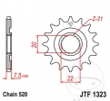 Pinhão dianteiro JTF1323.13 (passo 520) - Honda CRF 250 R / CRF 250 RE / X / HM-Moto CRE-F 250 R / R ie / X / X ie / 290 X ie -