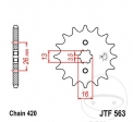 Pinhão dianteiro JTF563.11 (passo 420) - Suzuki LT 50 / TS 50 ERK / Yamaha DT 50 M / MX / 80 MX / FS1 50 / DX / FS1G 50 / DX - 