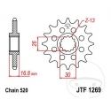 Pinion fata JTF1269.16 (pas 520) - Honda CBR 1000 RR S1 Fireblade SP-1 ABS / 1000 RR S2 SP-2 ABS / XL 1000 V Varadero - JM