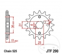 Pinion fata JTF290.14 (pas 525) - Honda XBR 500 Gussrad ('85-'87) - JM