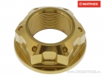 Porca de eixo M25 x 1,50 mm em aço inoxidável A4 dourado - Suzuki GSF 1200 S Bandit / GSX-S 1000 STQ Katana ABS / SV 1000 SZ -