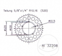 Rear sprocket Esjot - 47 teeth (pitch 520) - Aprilia Pegaso 650 ie Strada / RS 125 Extrema/Replica / RSV 1000 Mille - JM