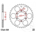 Ritzel hinten JTR22.45 (Teilung 520) - Aprilia Tuareg 125 M Rally - N Rally / ETX 125 / MX 125 Supermoto / RX 125 - M - N - P - 