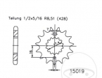 Ritzel vorne Esjot - 15 Zähne (428er Teilung) - MZ/MUZ RT 125 / Classic / SM 125 / SX 125 / Yamaha SR 250 / SR 250 SP - JM