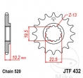 Voorste tandwiel JTF432.11 (stap 520) - Beta Alp 200 / Alp 40 350 / Urban 200 / Suzuki DR 350 / DR-Z 400 / RM 250 / TS 250 X - J