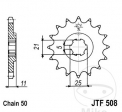 Voorste tandwiel JTF508.15 (stap 530) - Kawasaki H1 500 A / H1 500 B / D / E / F / H1 500 / H2 750 /A / B / C / KH 400 A - JM