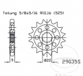 Vorderes Ritzel Esjot - 16 Zähne (Teilung 525) - Benelli 752 750 S / Leoncino 800 ABS / TNT 1130 / R160 / Sport / Sport Evo - J