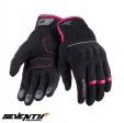 Women's Urban Summer Gloves Seventy model SD-C56 black/pink - touch screen fingers - Black/pink, L (9 cm)